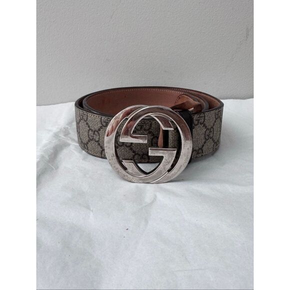 Gucci Men’s Belt with Interlocking G buckle Supreme - Picture 2 of 6